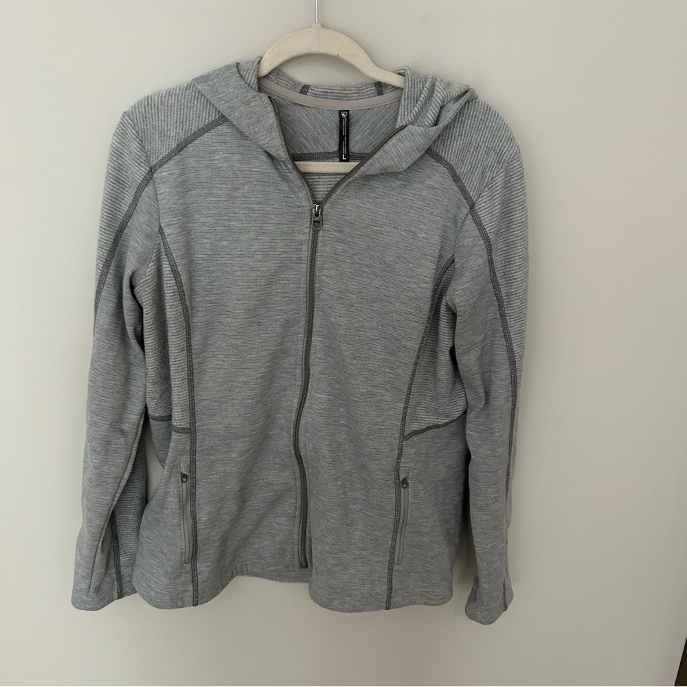 Women's Kuhl Full Zip with Hoodie Heathered Grey Zip Up Size Lerge